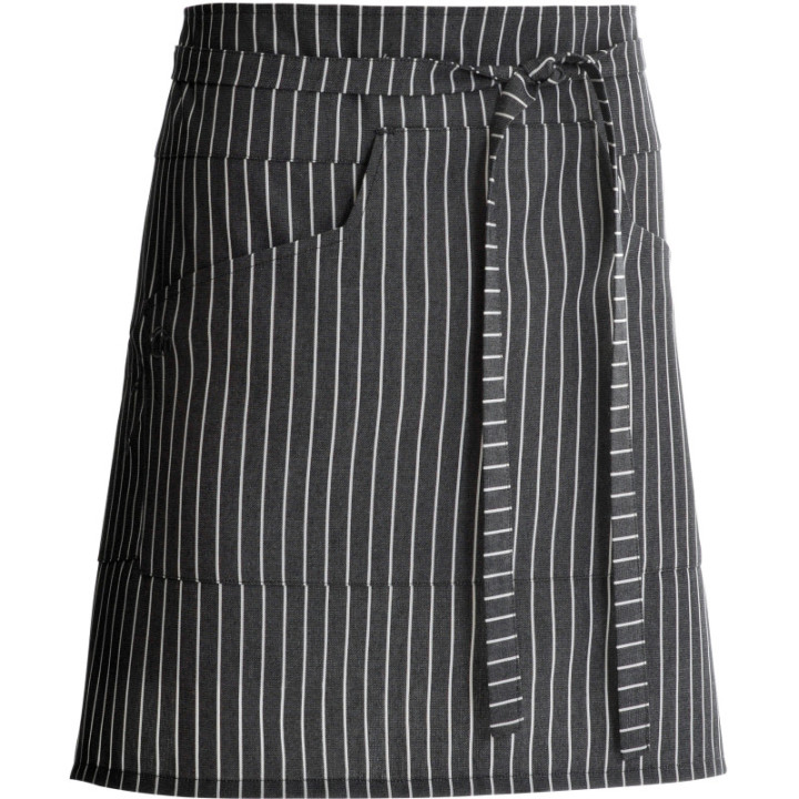 Tablier de service Nell 45 cm rayé noir/blanc