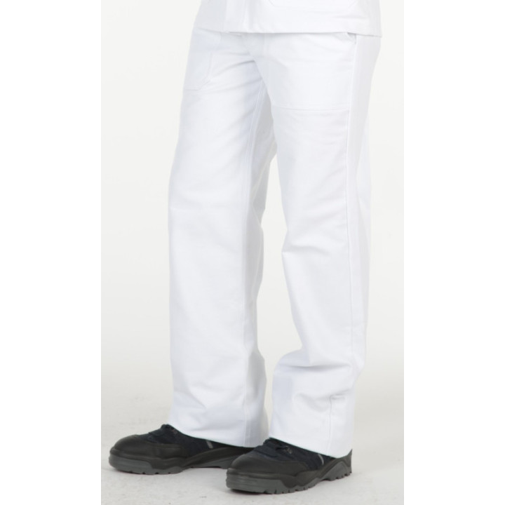 Pantalon de peintre 100% coton blanc