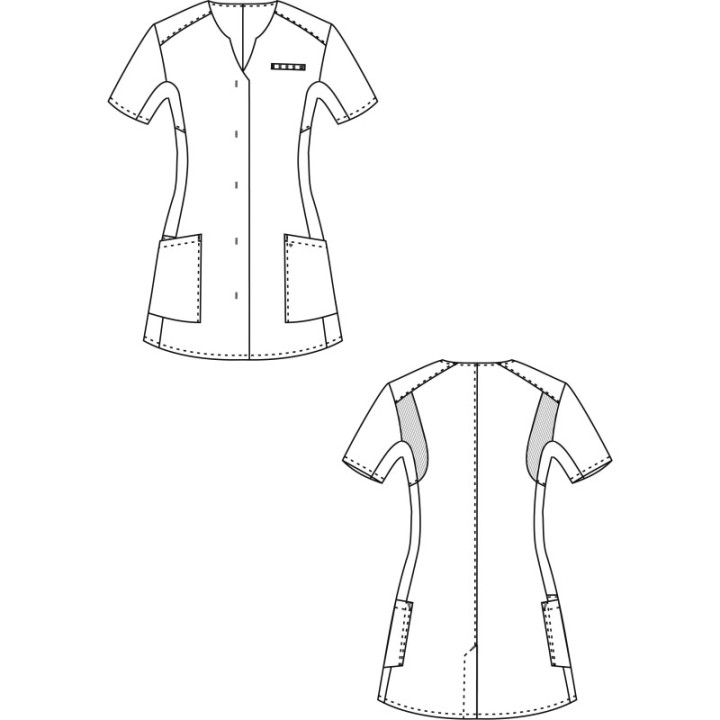 Tunique médicale avec empiècement de confort stretch au dos