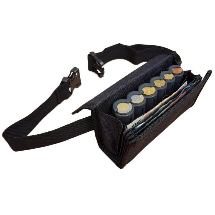 Sacoche de serveur TISSU avec monnayeur 6 PIÈCES Euro intégré