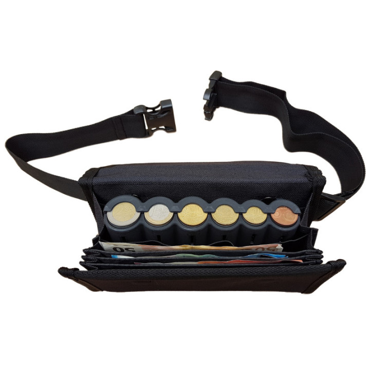 Sacoche de serveur TISSU avec monnayeur 6 PIÈCES Euro intégré