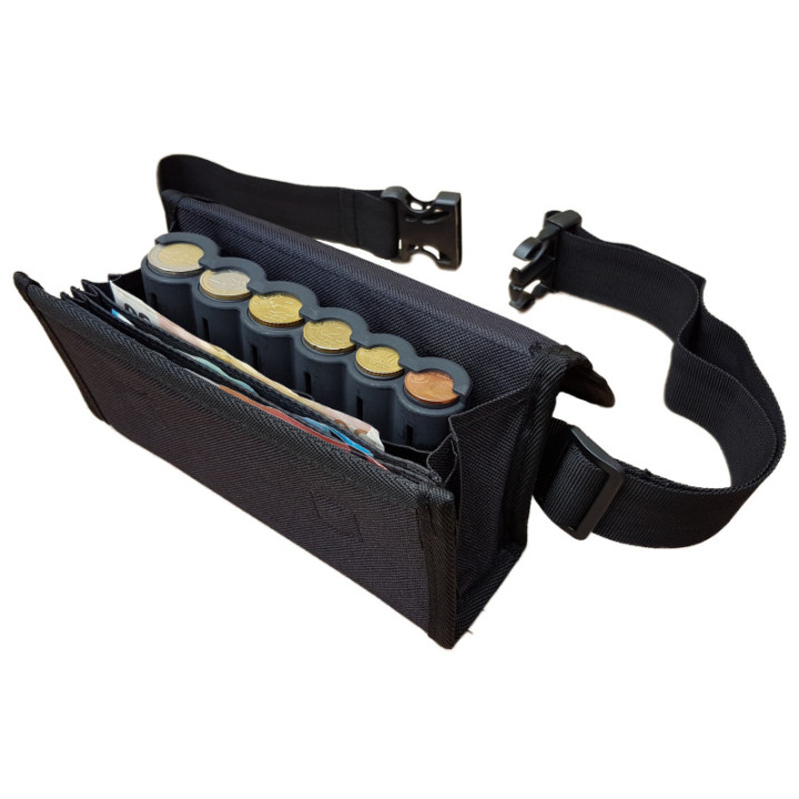 Sacoche de serveur TISSU avec monnayeur 6 PIÈCES Euro intégré