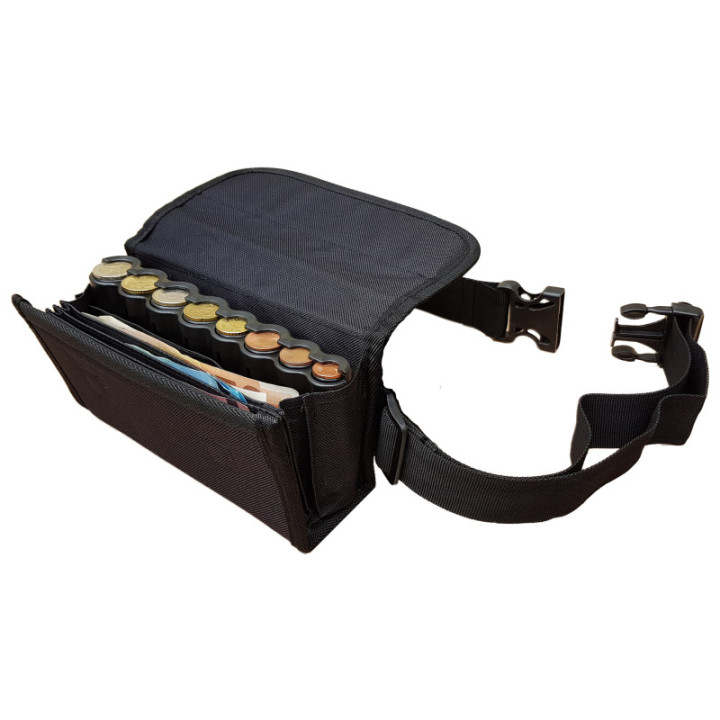 Sacoche banane TISSU avec monnayeur 8 PIÈCES Euro intégré