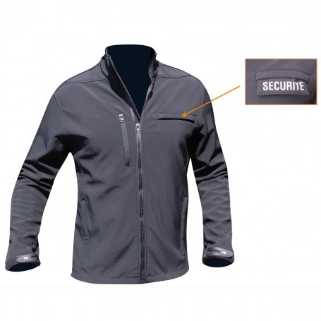 Blouson agent de sécurité noir en Softshell 3 couches Dintex