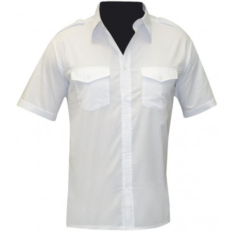 Chemise pilote blanche manches courtes