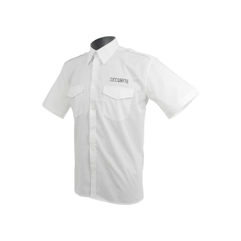 Chemise pilote blanche manches courtes brodée sécurité
