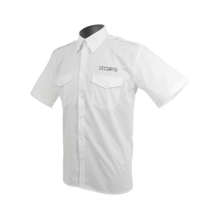 Chemise pilote blanche manches courtes brodée sécurité