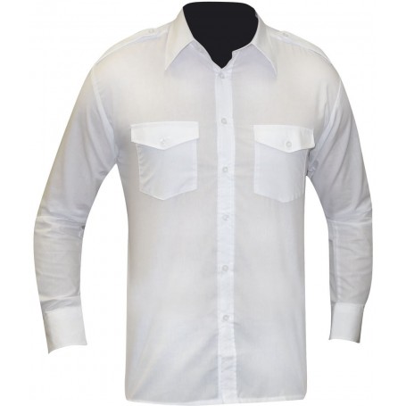 Chemise pilote blanche manches longues
