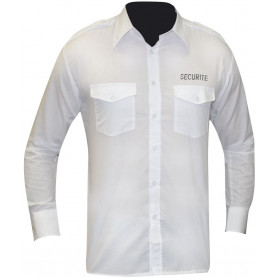 Chemise pilote blanche manches longues brodée sécurité