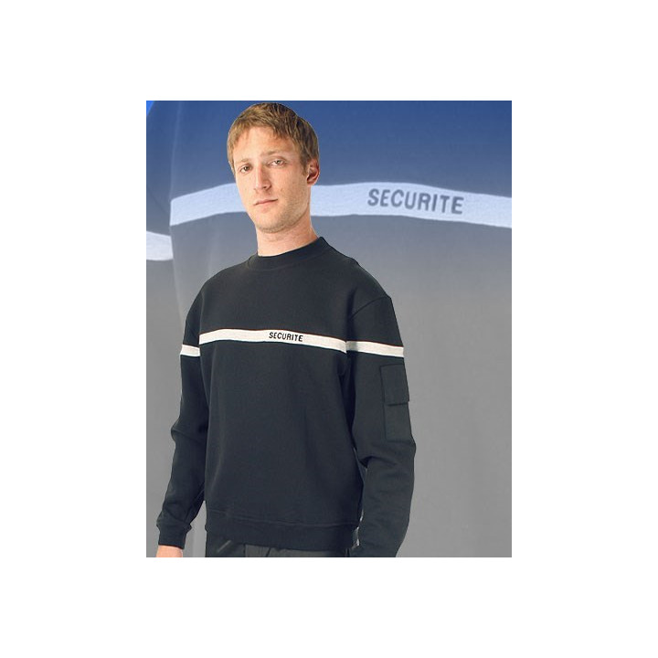 Sweat agent de sécurité noir avec bande grise