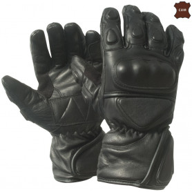 Gants moto cuir noir doublé hiver protection métacarpes