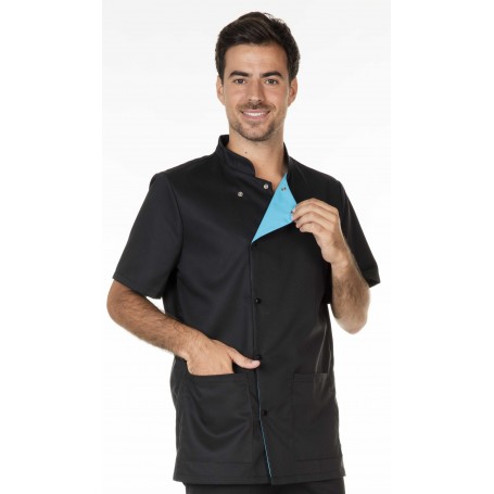 Tunique homme manches courtes en Tencel/polyester