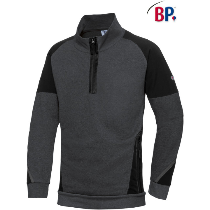 Pull homme de travail col demi zippé