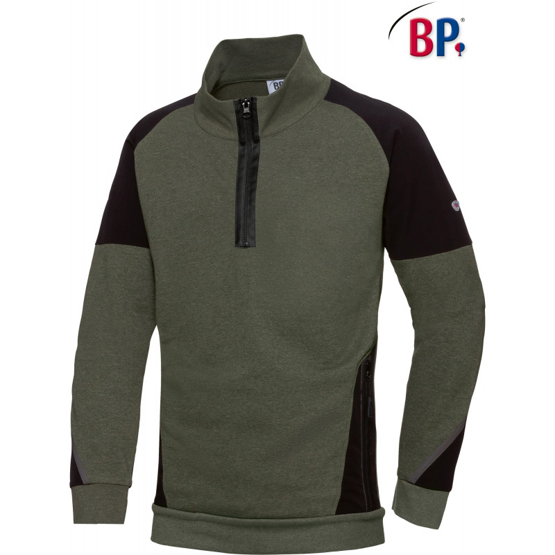 Pull homme de travail col demi zippé