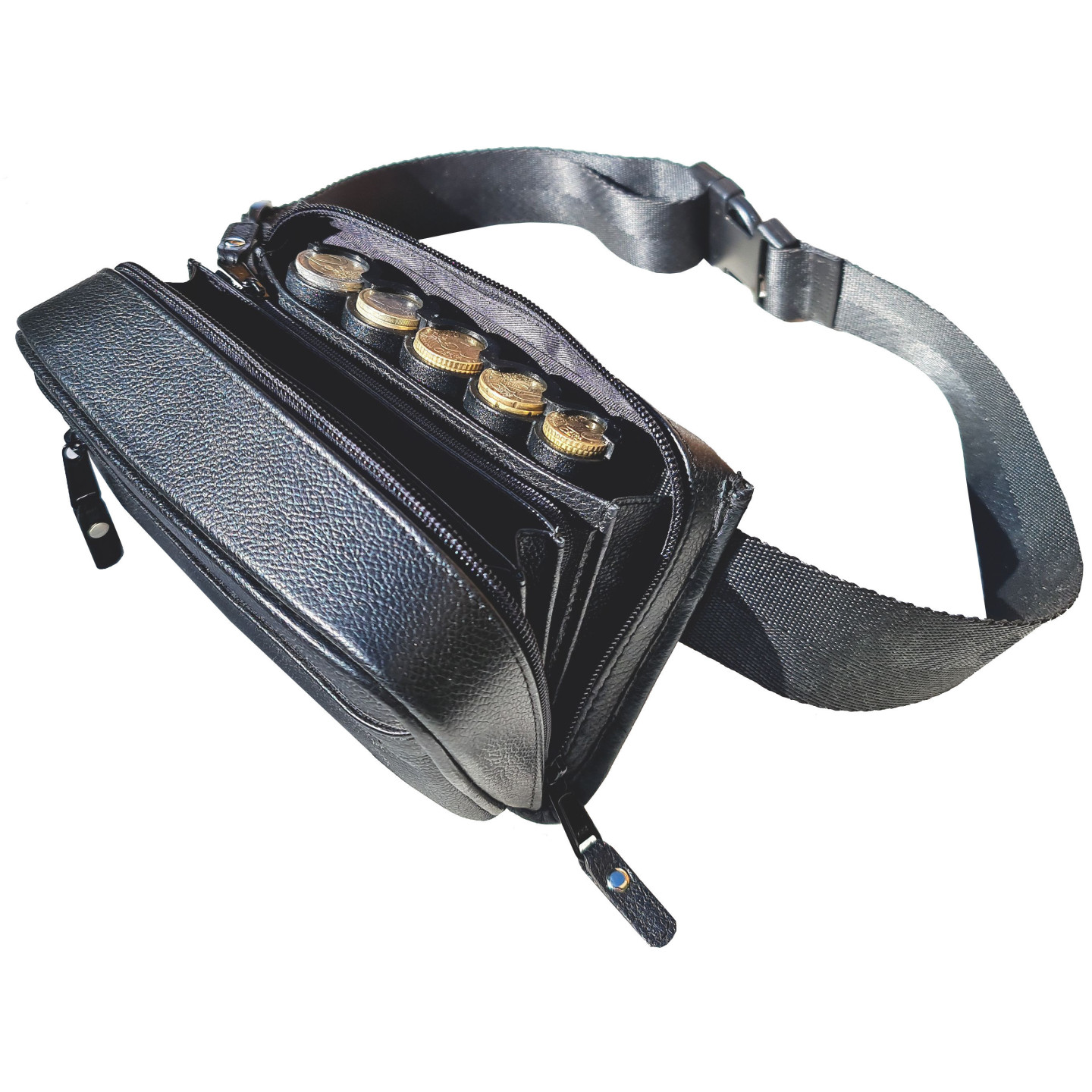 Sacoche serveur cuir zippée avec monnayeur 5 pièces Sacoche serveur cuir zippée avec monnayeur 5 pièces