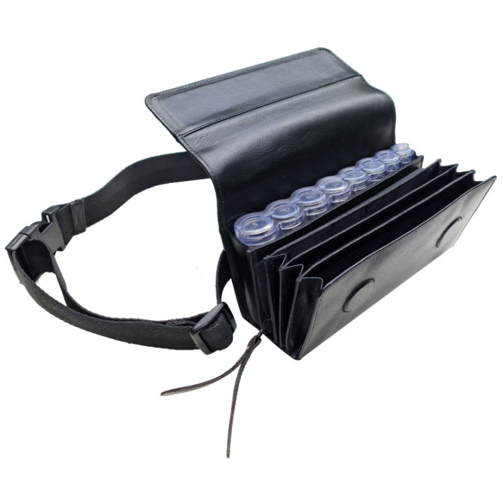 Sacoche Cuir Coffret + Monnayeur 8 Pièces Transparent vue de dessus