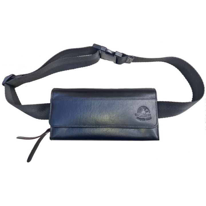 Sacoche Cuir Coffret + Monnayeur 8 Pièces Transparent, vue fermée.