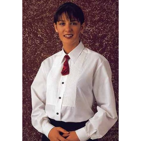 Chemisier dame avec plastron plissé sur le devant