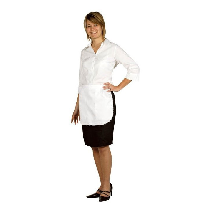 Tablier de serveuse blanc avec poches dentelle bar brasserie
