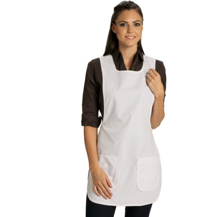Chasuble blanche popeline femme cuisine service restauration