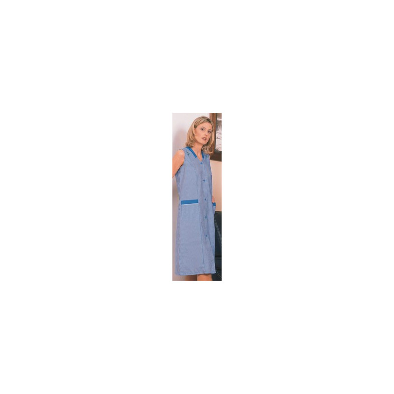 Blouse dame longue, sans manches, rayee poly-coton