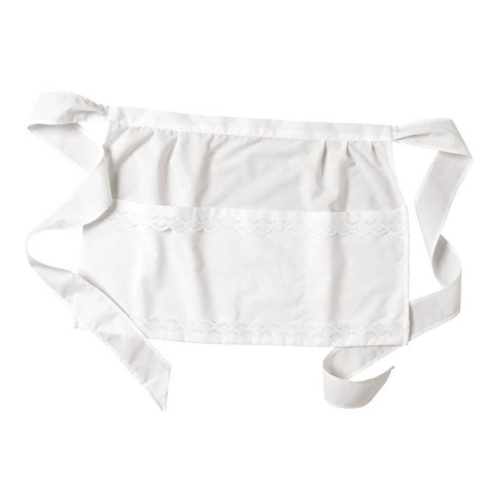 Tablier de serveuse dentelle 3 poches blanc adulte