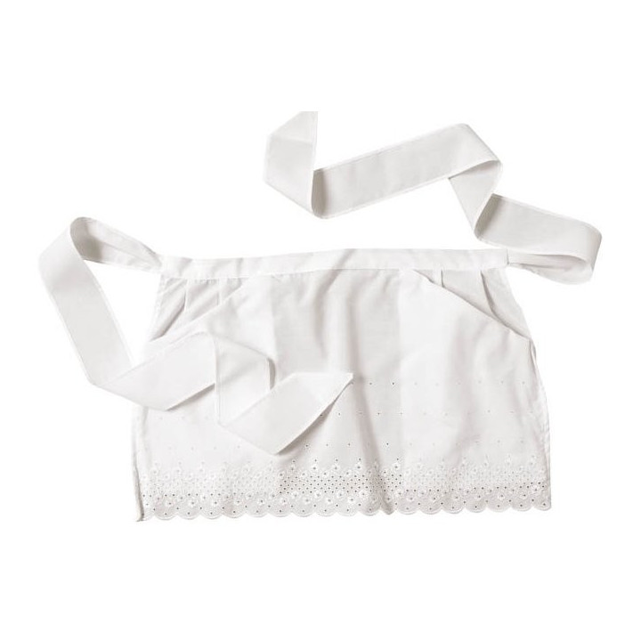 Tablier serveuse dentelle blanc 2 poches biais femme