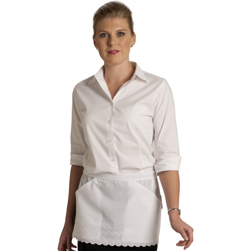 Tablier serveuse á dentelles deux poches en biais