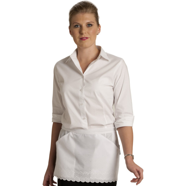 Tablier serveuse dentelle blanc 2 poches biais femme