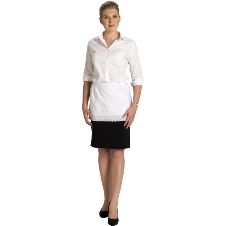 Tablier de serveuse dentelle blanc avec poches cachées