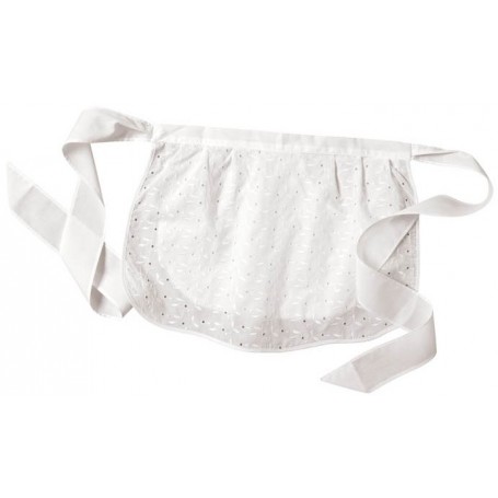 Tablier serveuse arrondi broderie anglaise poche dessous