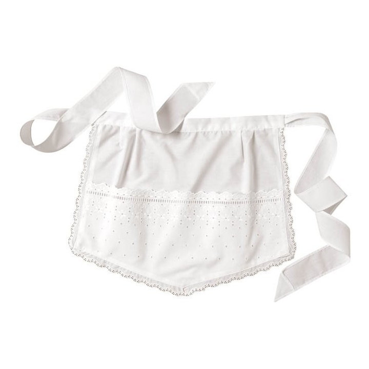 Tablier serveuse pointe blanc adulte, service restauration