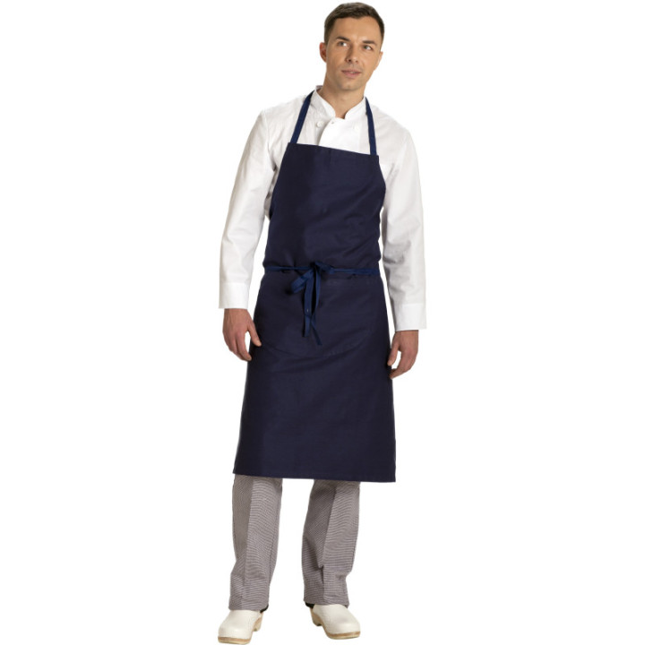 Tablier jardinier bleu hydrone à bavette poche centrale