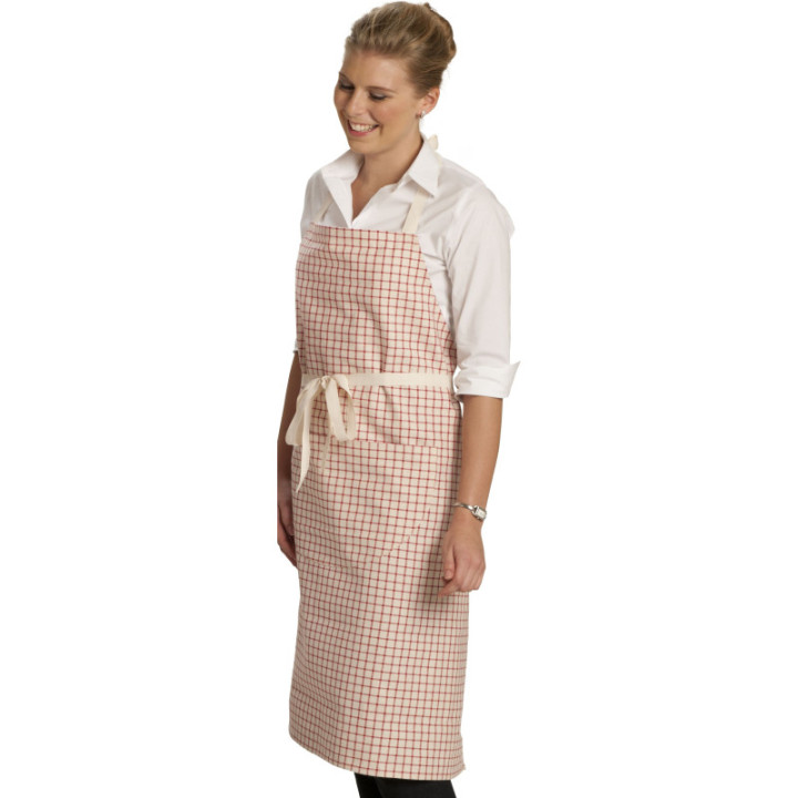 Tablier bavette professionnel à carreaux alsacien cuisine