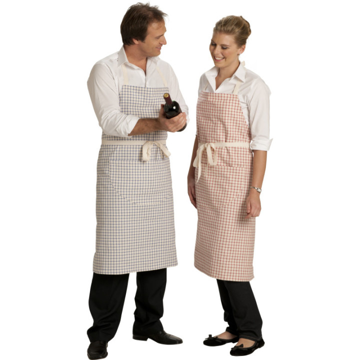 Tablier bavette professionnel à carreaux alsacien cuisine