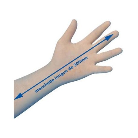 Gants latex poudrés à manchettes longues 300 mm