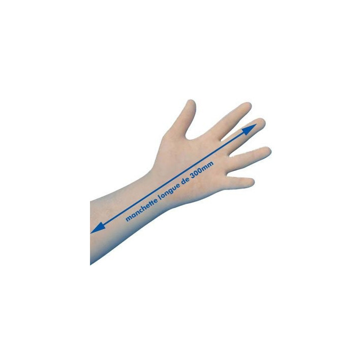 Gants latex poudrés longs 300 mm usage médical et pro