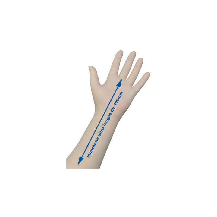 Gants latex poudrés 400 mm usage médical et agro pro