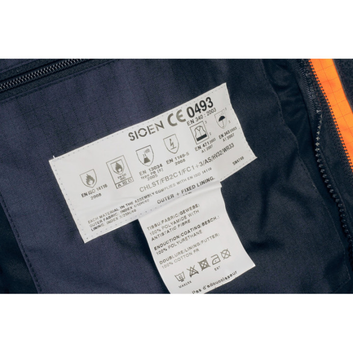 Parka anti-feu ATEX ignifuge antistatique Sioen