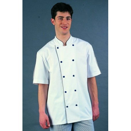 Veste de cuisinier manches courtes avec biais de couleur