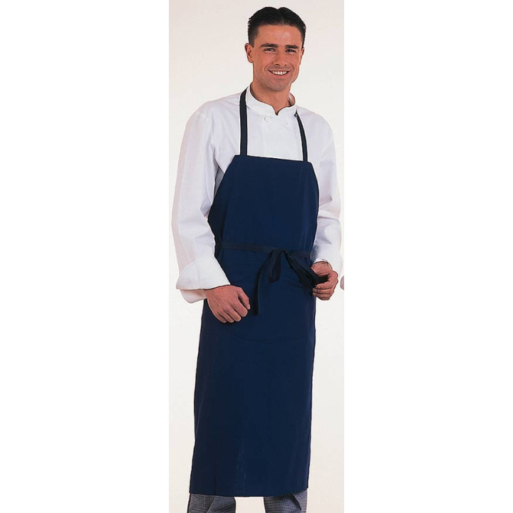Tablier bavette bleu coton professionnel adulte