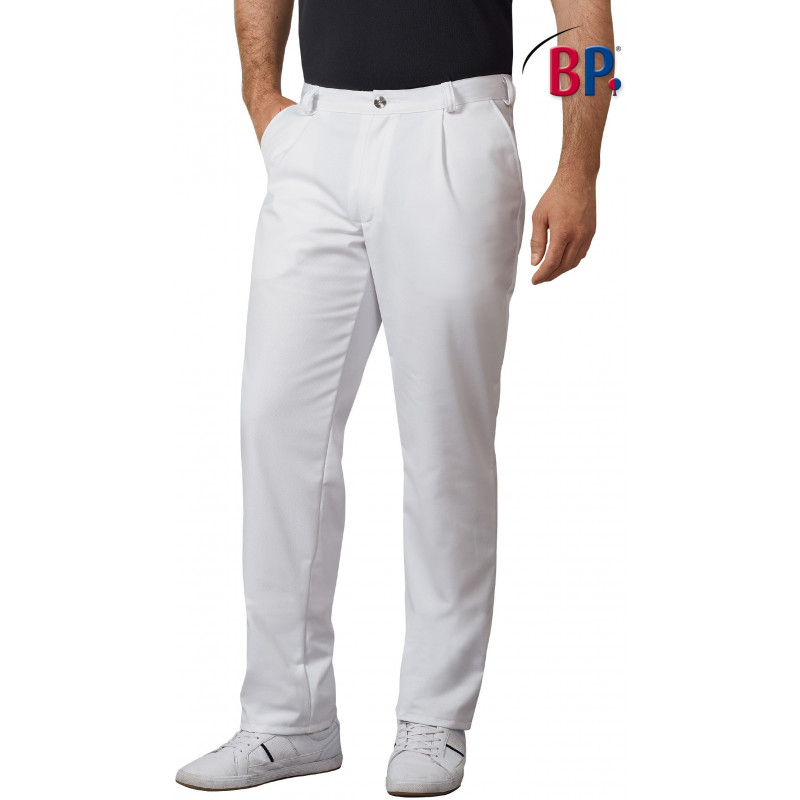 Pantalon médical blanc homme adapté au lavage industriel