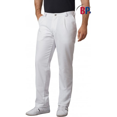 Pantalon médical blanc homme adapté au lavage industriel