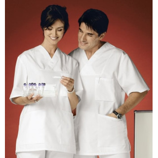 Tunique médicale mixte manches courtes polyester coton BP