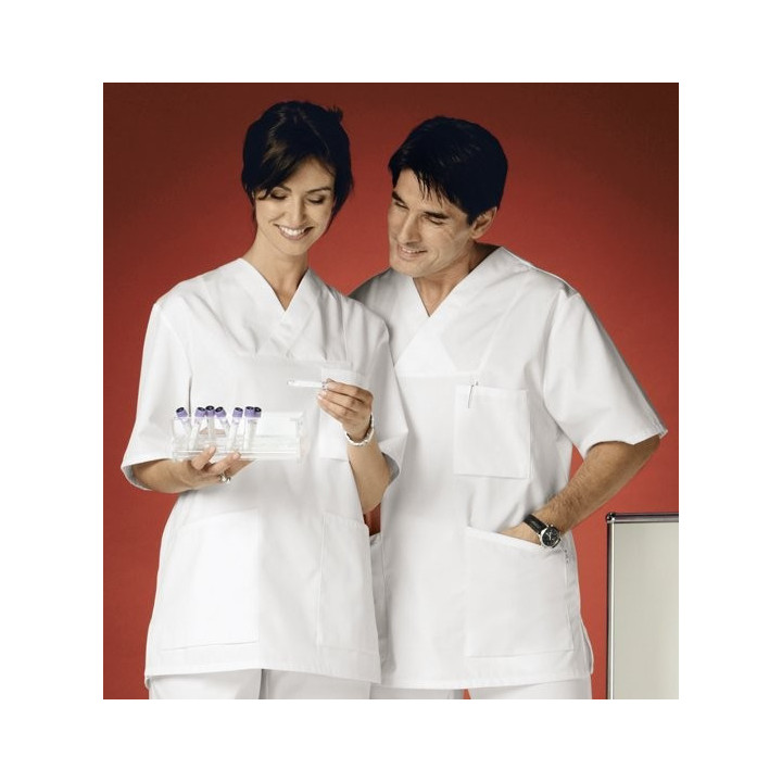 Tunique médicale mixte manches courtes polyester coton BP