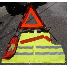 Kit de signalisation routiere triangle et gilet jaune en471