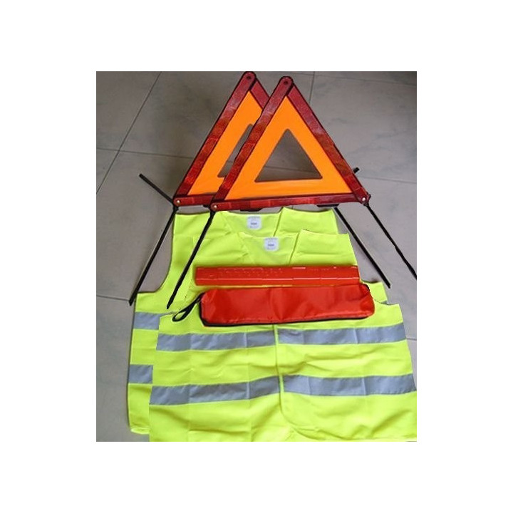 Kit de sécurité auto Espagne 2 triangles 2 gilets CE