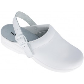 Sabot cuir blanc non perforé sans sécurité avec bride rabattable (2)