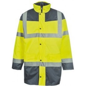 Parka bicolore de haute visibilité jaune fluo EN 20471 et EN 340