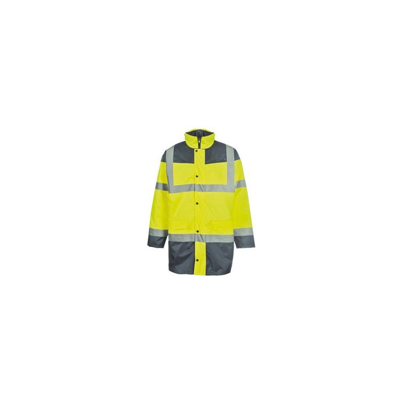 Parka bicolore de haute visibilité jaune fluo EN 20471 et EN 340